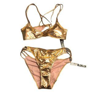 XOXO 2 Piece Swim Suit Copper Metallic Large Gold
